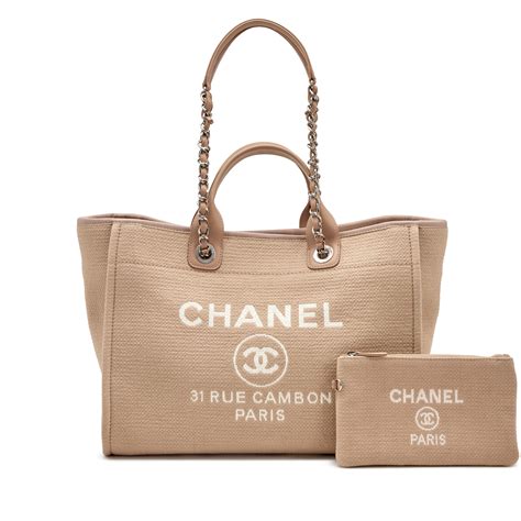 beige chanel deauville|Chanel deauville tote price leather.